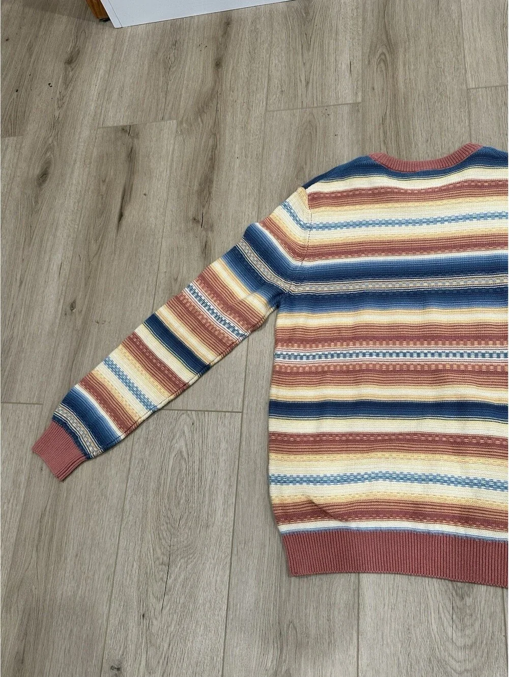 Faherty Stripe Crewneck Sweater Red Basin Ombré Men’s L Unisex Cotton - Cashmere